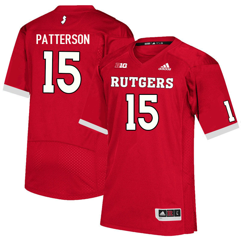 Men #15 Max Patterson Rutgers Scarlet Knights College Football Jerseys Sale-Scarlet